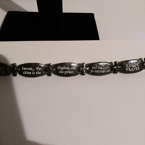 HEMATITE LORD'S PRAYER CROSS BRACELET - Picture 4 of 5